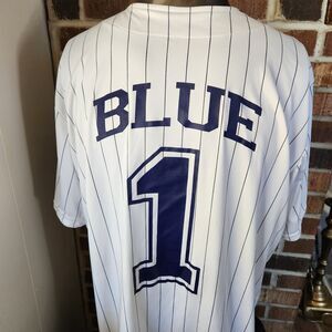 BLUE SOX Augusta Sportswear White Baseball Jersey Men's XL Pinstripe & Graphic